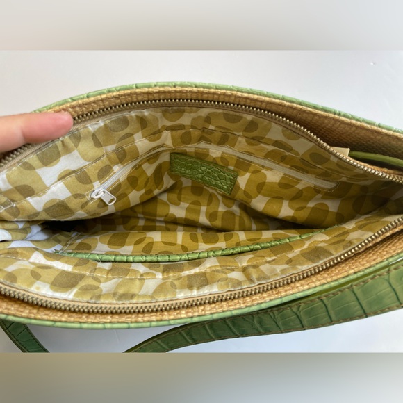 Vtg Y2K Etienne Aigner woven straw handbag with lime green vegan leather straps - Picture 13 of 16